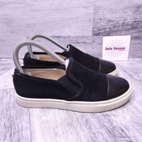 Steve Madden Emuse Suede Cap Toe Slip on Casual Sneaker Black Women's sz 6 - Picture 1 of 8